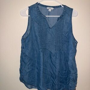 croft & barrow Denim-Look Sleeveless Pintuck Tank - Blue